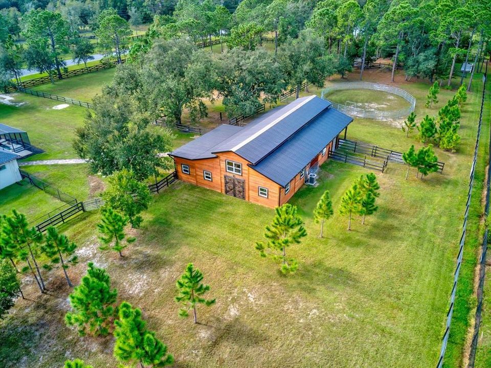 Aerial of Barn and pastures