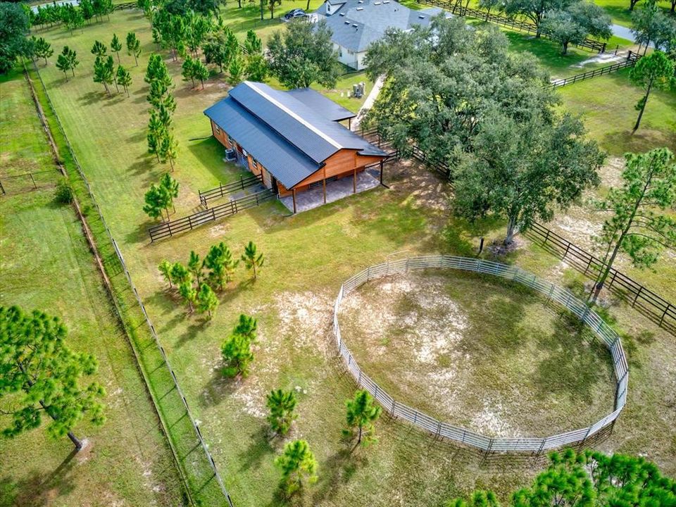 Barn and Corral showing Pines and Hardwood