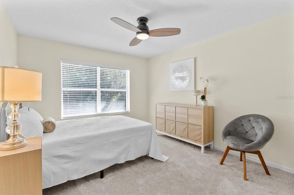 Bedroom 2 w/ NEW Carpeting & NEW Ceiling Fan