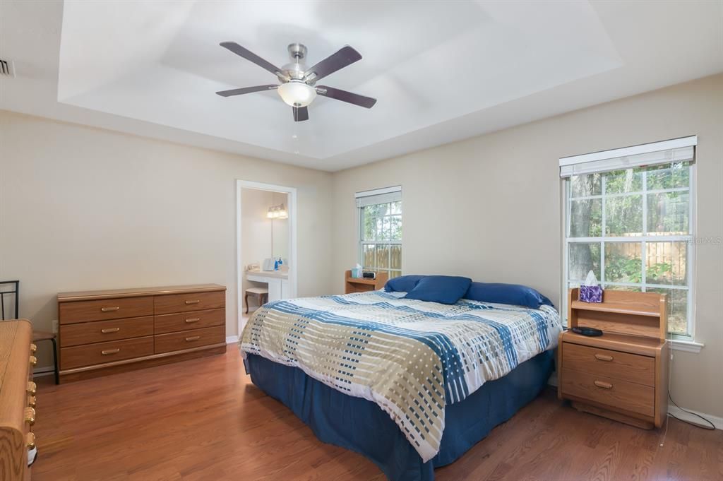 Master bedroom with tray ceiling