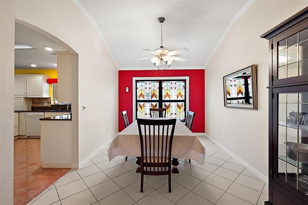 Custom stained glass in Dining Room