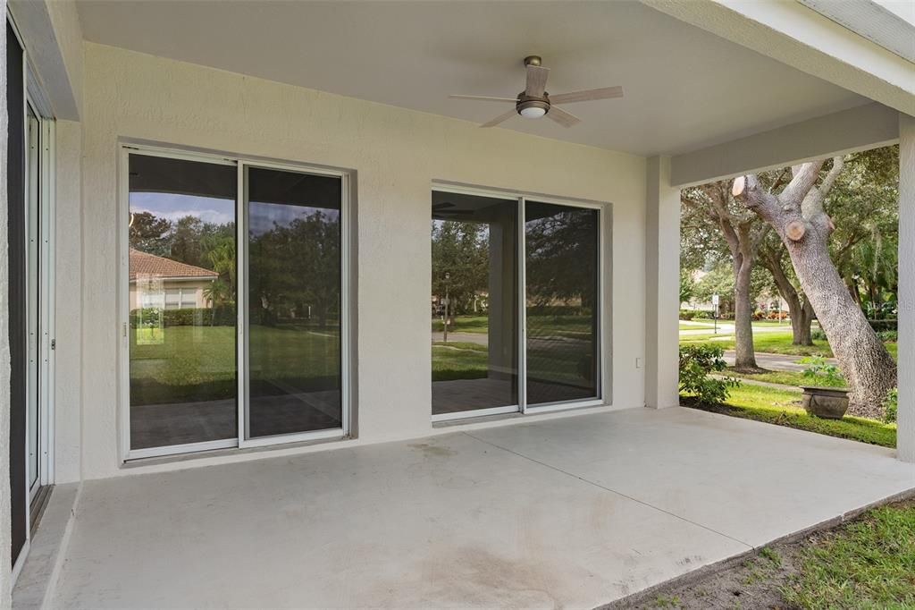 REAR COVERED LANAI. BRAND NEW CEILING FAN. HOUSE HAS BEEN FRESHLY PAINTED INSIDE AND OUT