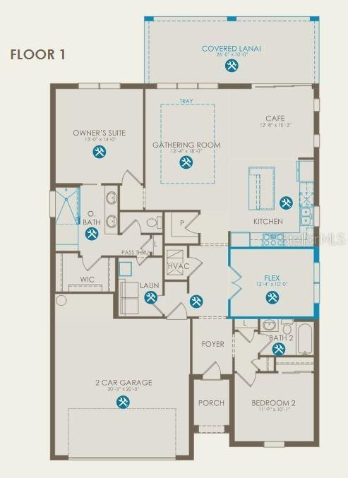 Floor plan with options selected