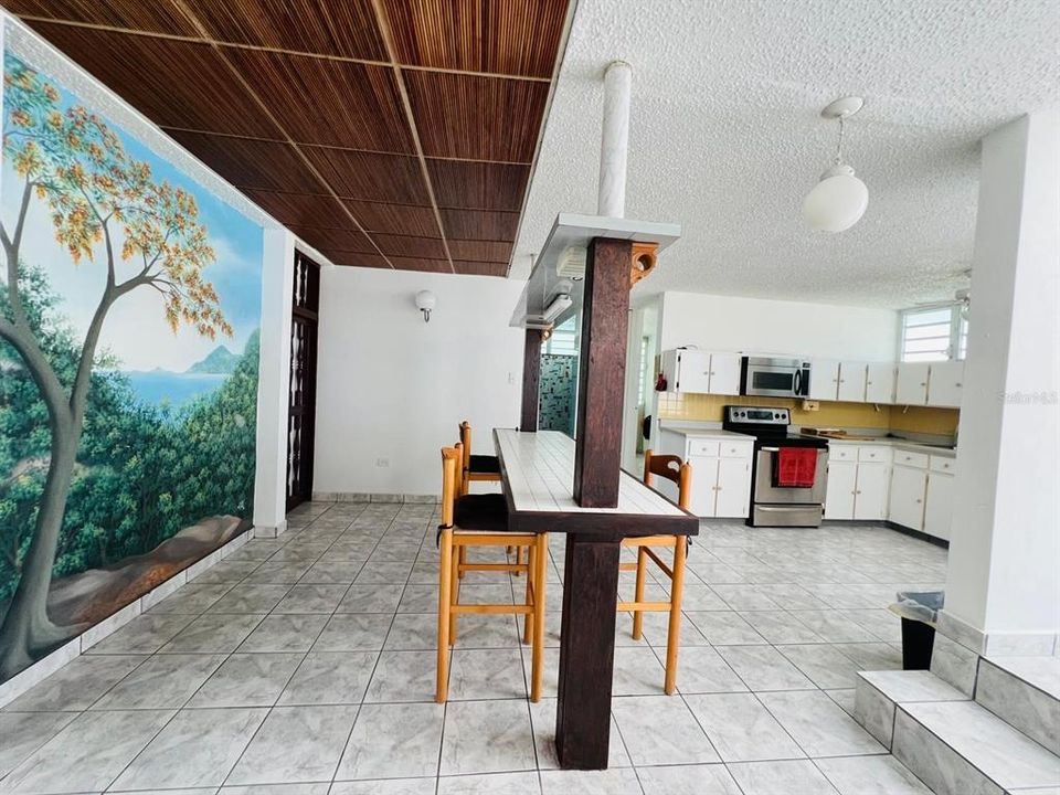 Dining room table, originally a courtyard