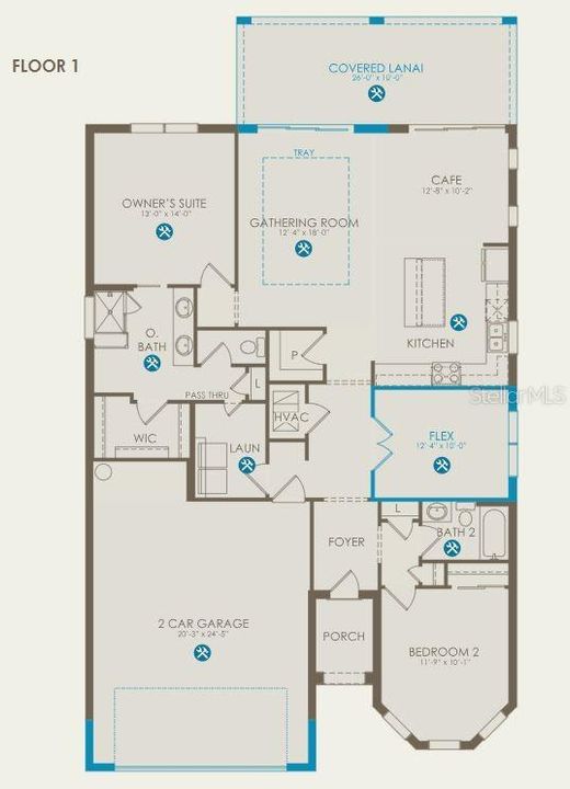 Floor plan with options selected