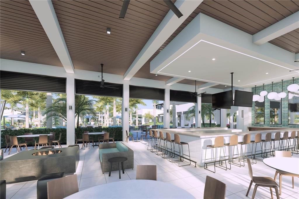 Rendering of Grill and Bar Seating