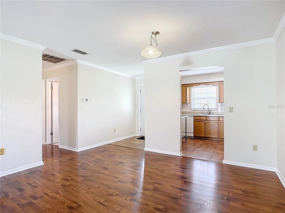 Living Area toward Hallway, Front door and Kitchen