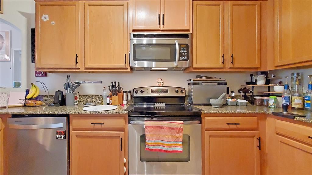 Kitchen with Stainless Steel appliances and solid stone countertops