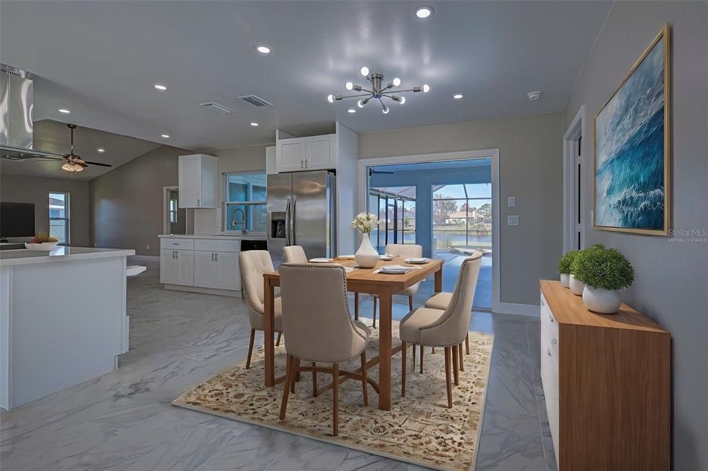 Dining room virtually staged