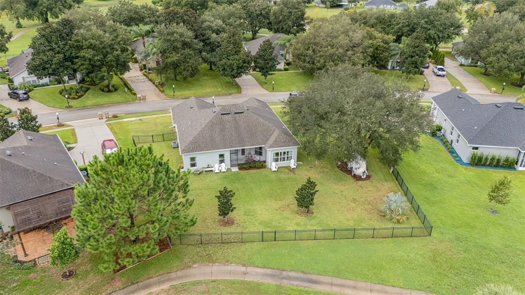 Aerial view of home taken from high above the 1st green at the Black Bear Golf Club