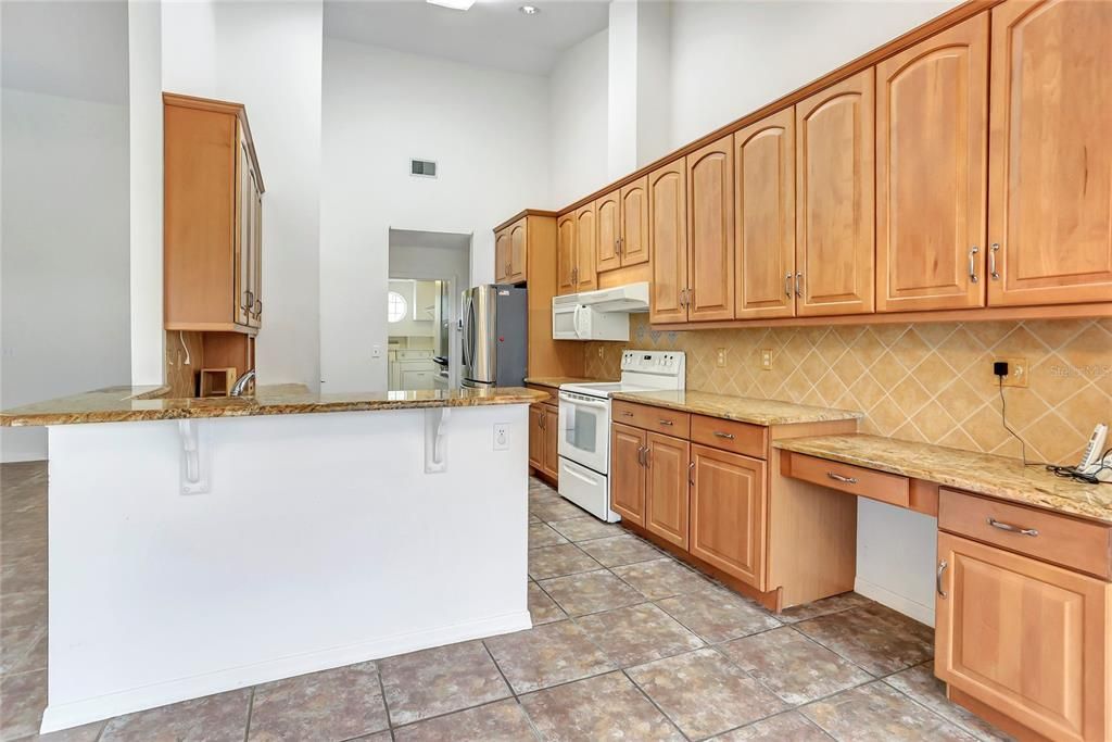 Beautiful custom built 42 inch cabinets and granite countertops.