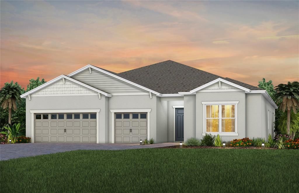 Exterior Design. Artistic rendering for this new construction home. Pictures are for illustrative purposes only. Elevations, colors and options may vary.