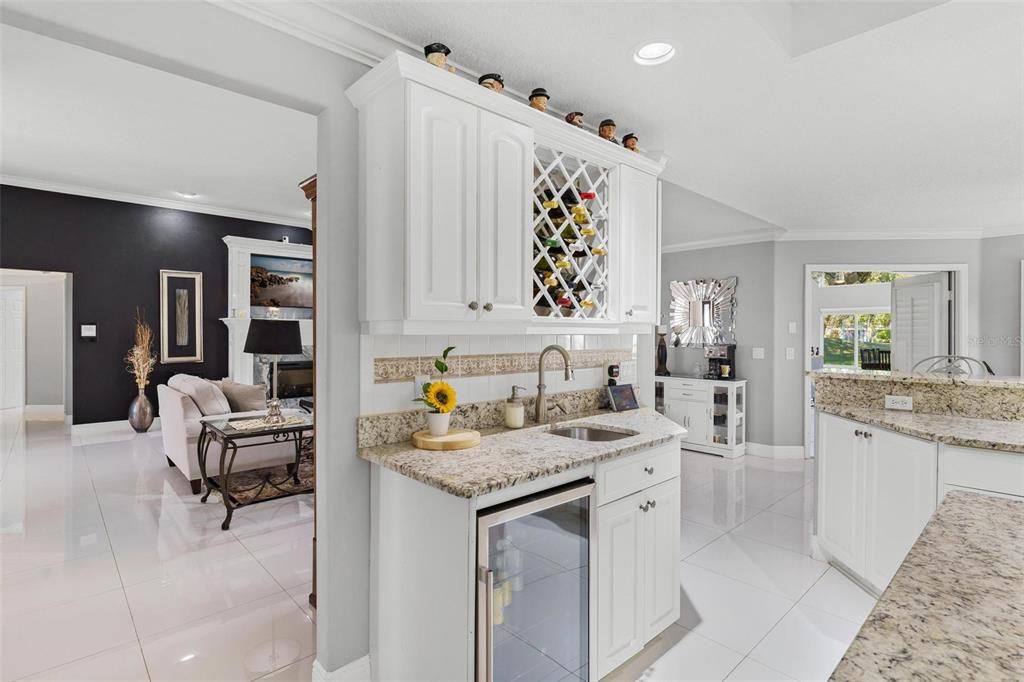 Kitchen with Wine Rack and Electric Cooler