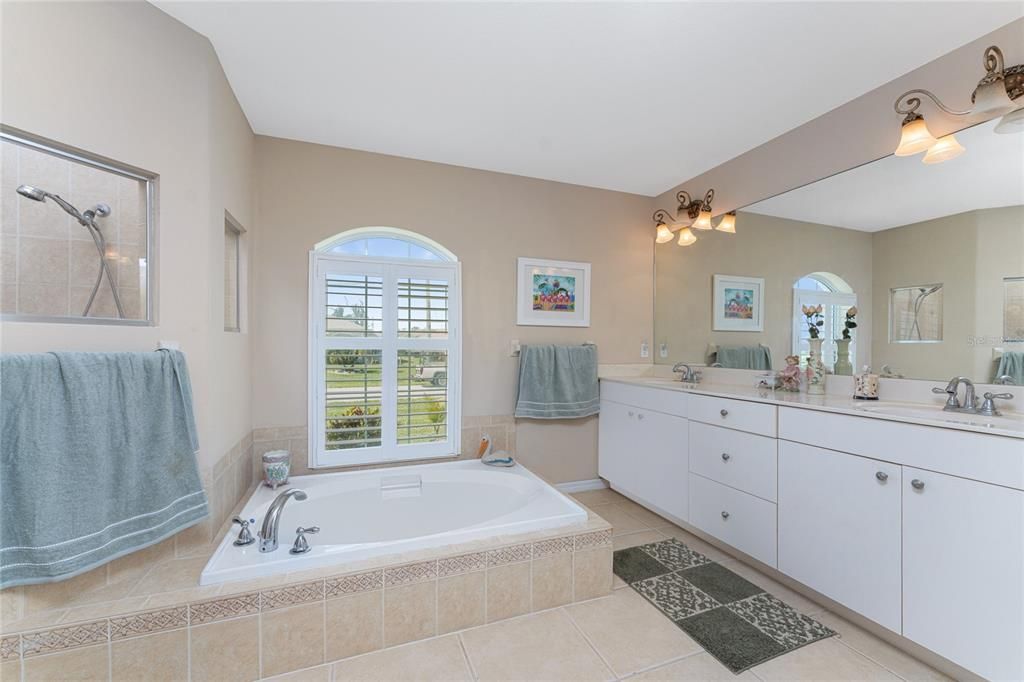 Dual sink vanity has so much storage space!