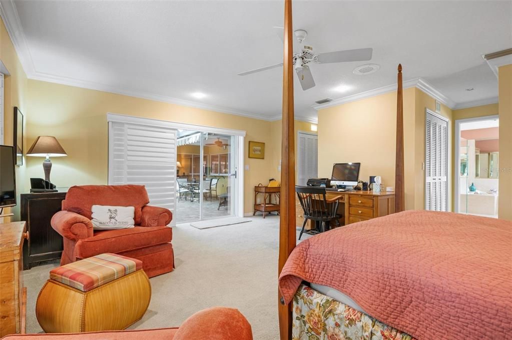 Primary bedroom with sliders to lanai