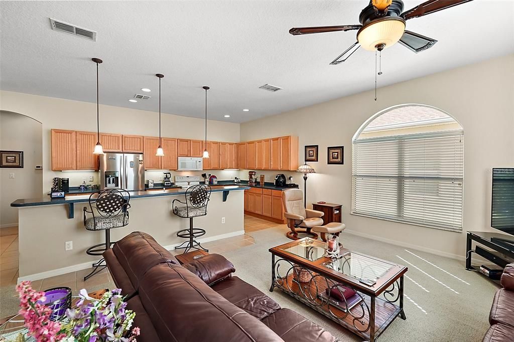 The kitchen becomes part of the family room