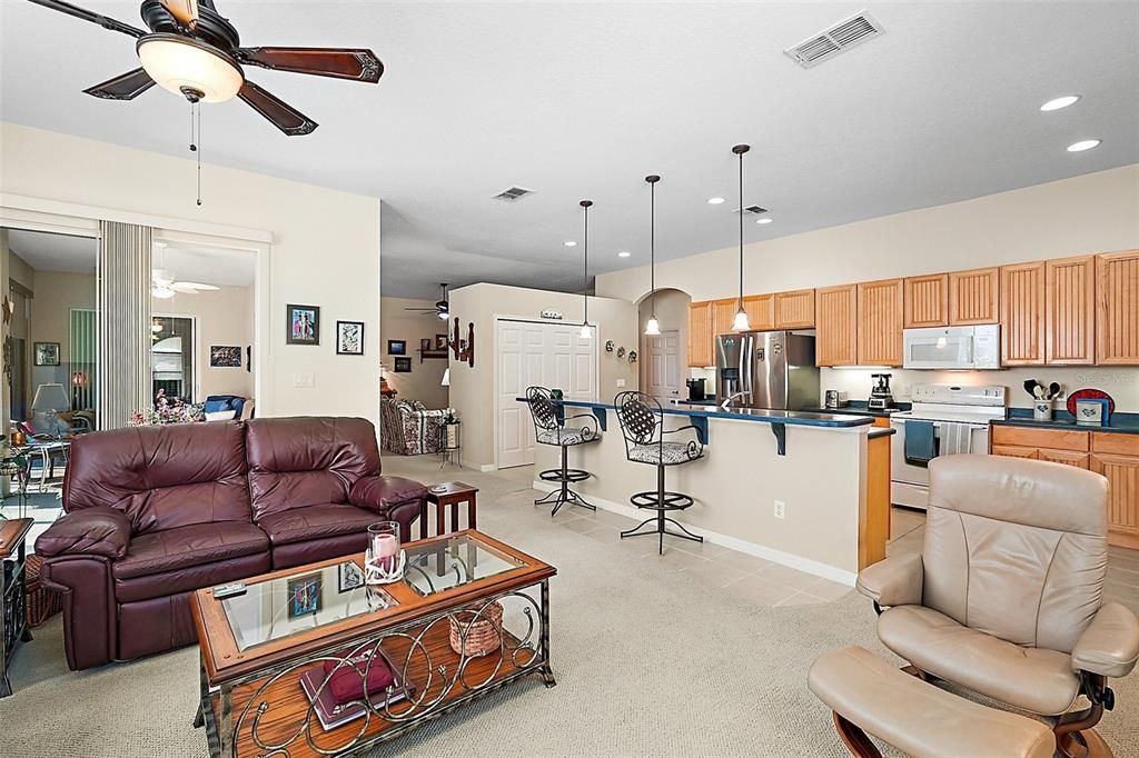 The family room has sliding doors to the Lanai