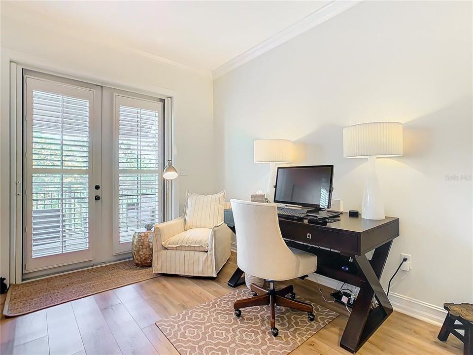 Double French Doors lead to Covered Terrace