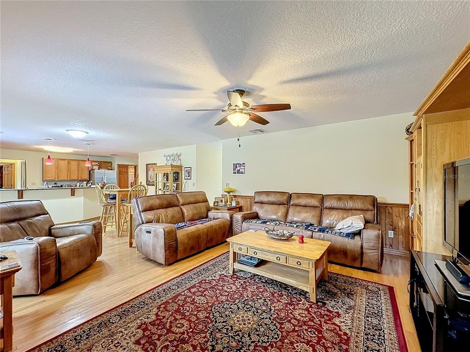 Kitchen is open to the spacious living room.