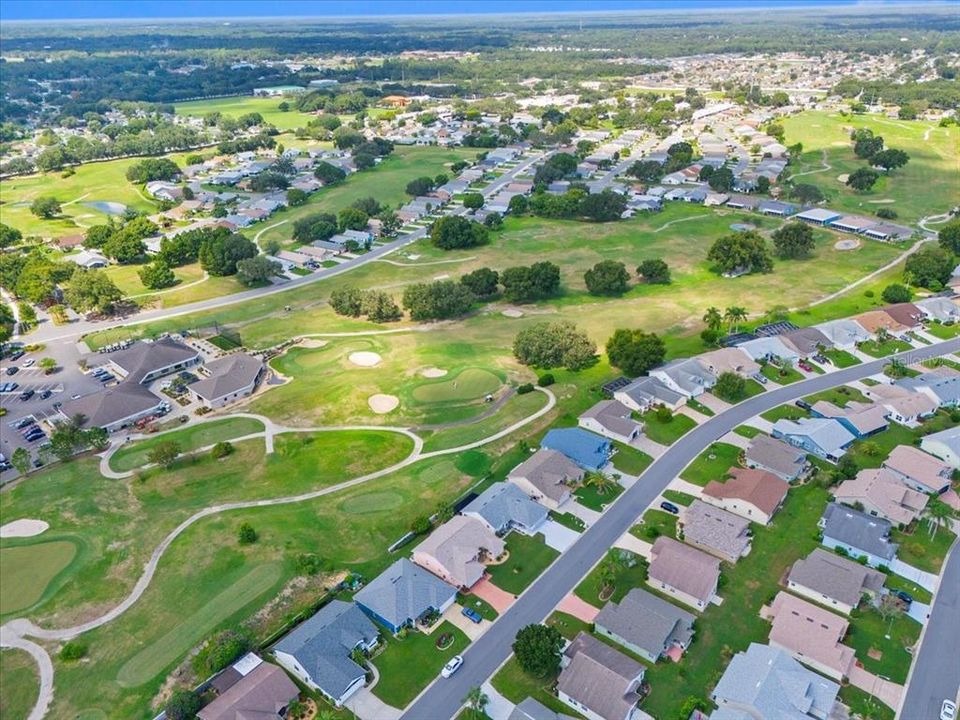 Golf course and Restaurant. Sandpipers Drive in the middle of the photo, Swallow and a bit of Condor on the right.