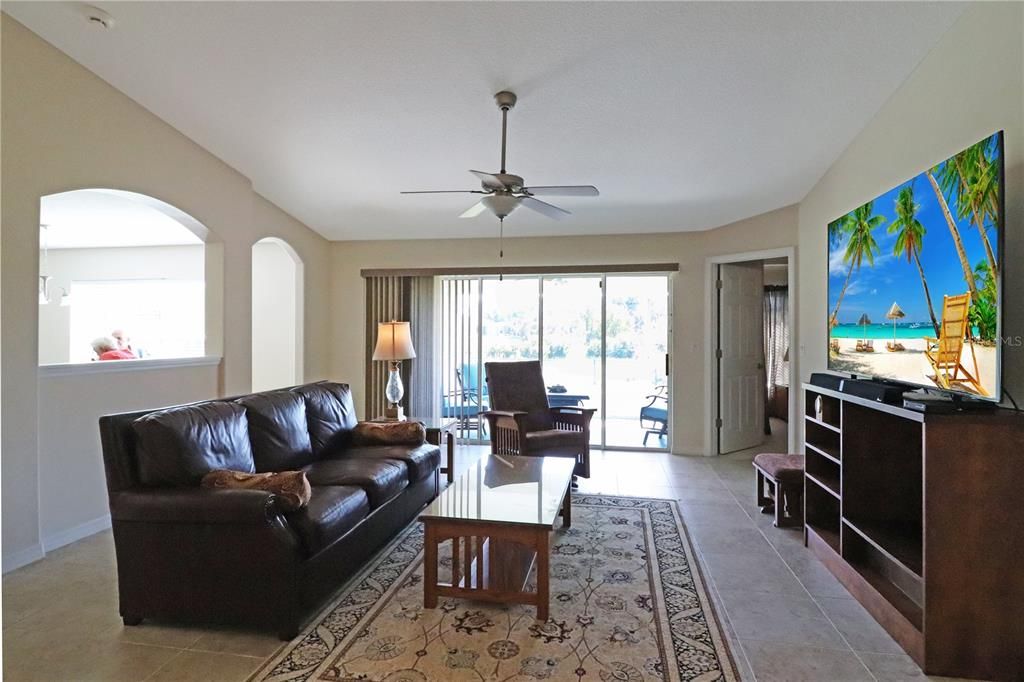 Expansive great room with sliders to the lanai