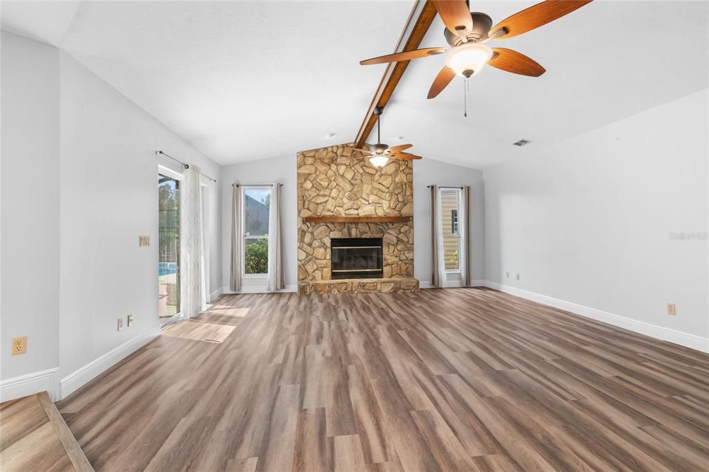 living room with fireplace