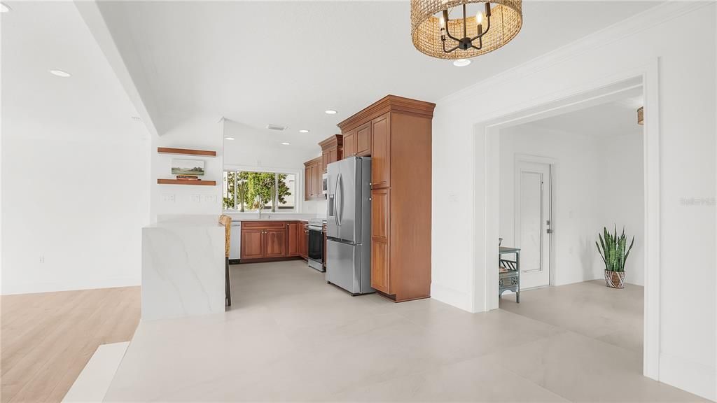 Open Kitchen featuring 4x4 porcelain tile!