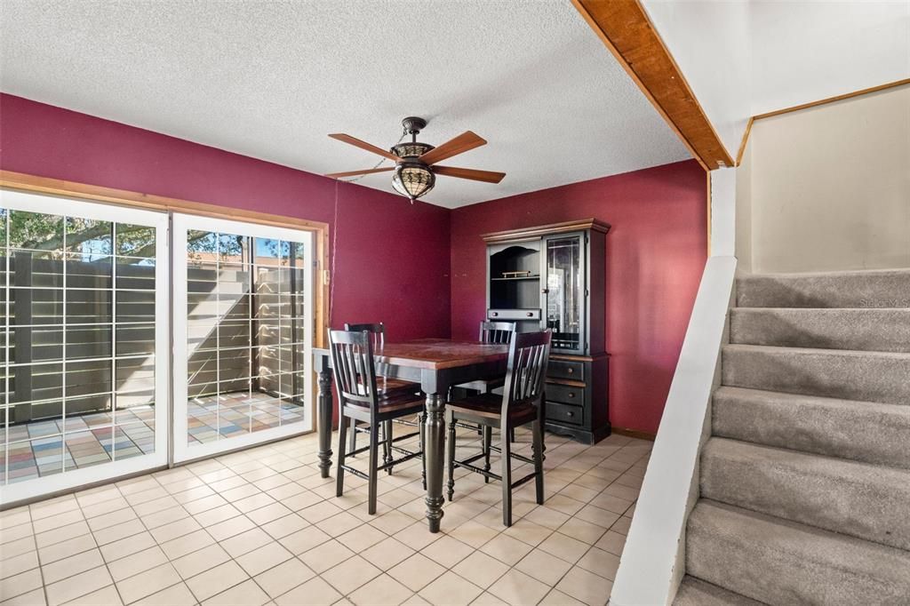 Dining Area with view of large wrap around fenced patio