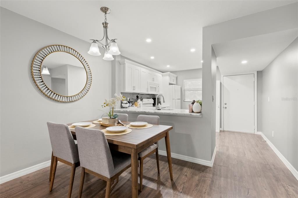 Staged dining area