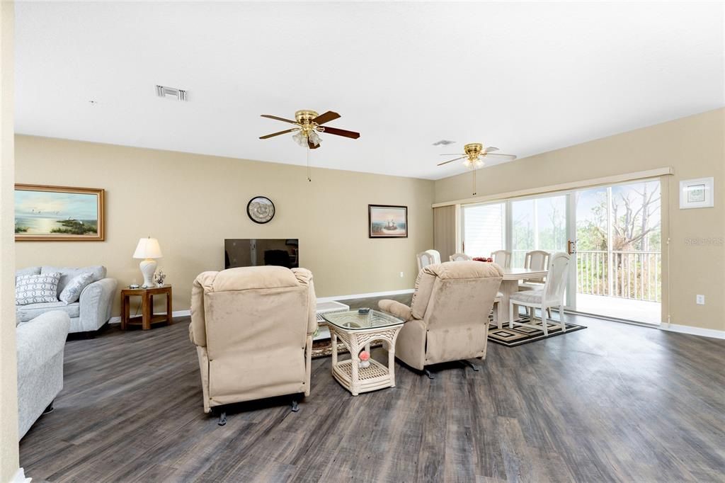 Large sliding glass doors from the main living area to the lanai.