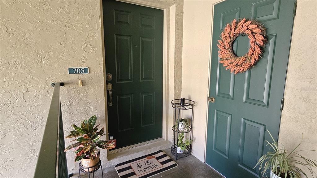 Outside storage closet adjacent to the front door