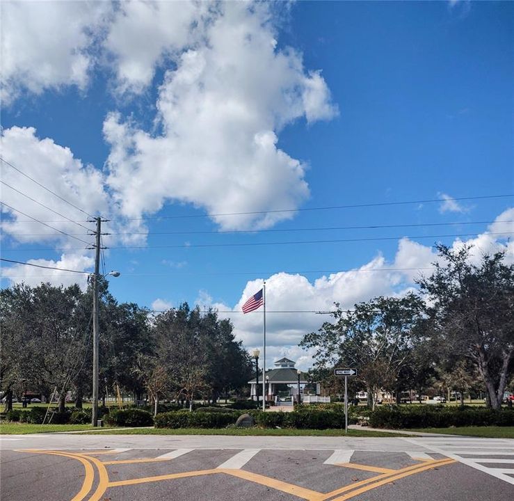 The downtown circle is charming and shaded for a stroll any day or night.