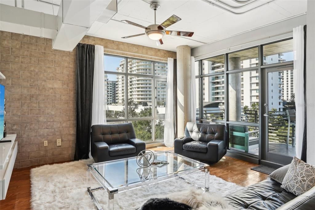 Living Room with floor to ceiling windows