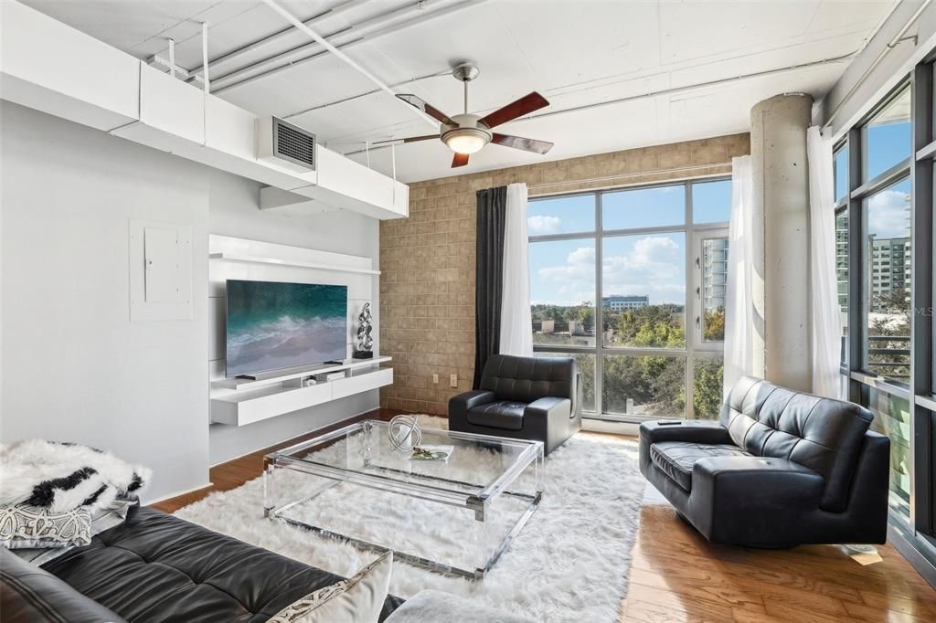 Living Room with floor to ceiling windows