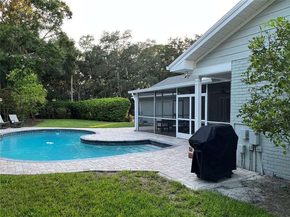 Refinished pool and new paver deck.