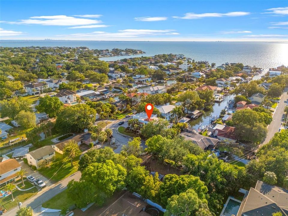 Aerial view of neighborhood