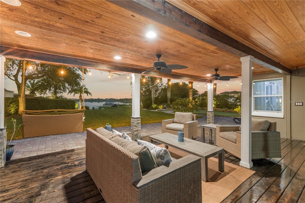 Porch with views of Lake Conway