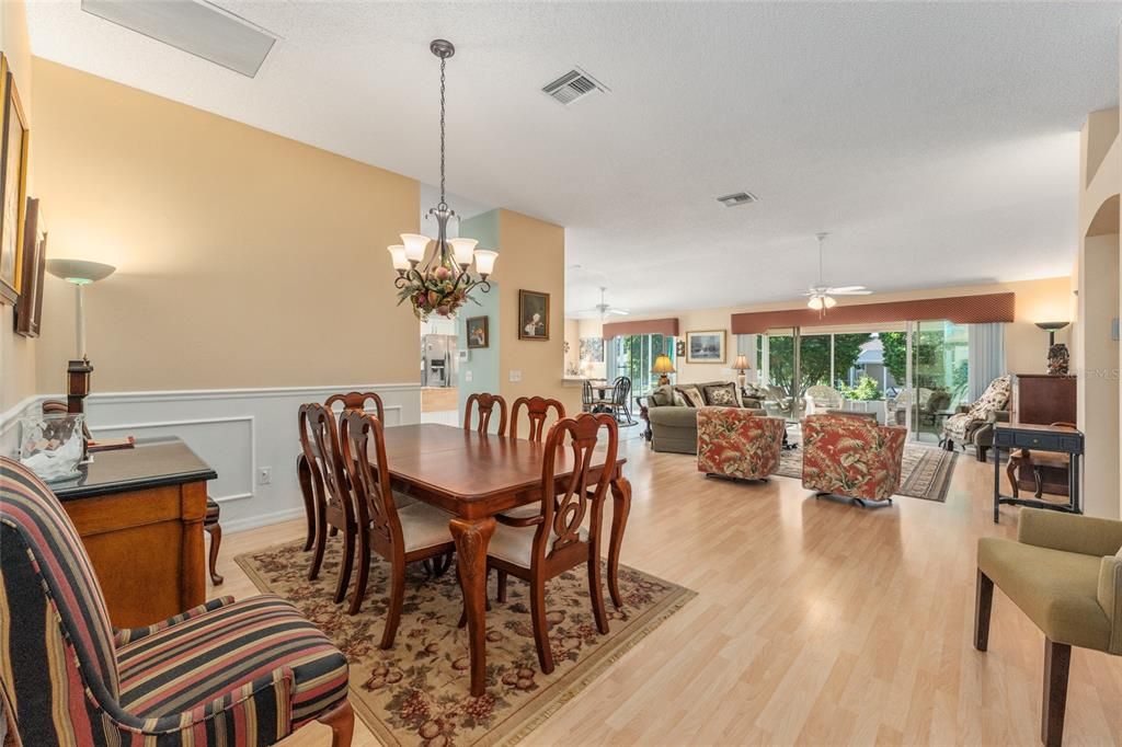 Stepping in past the foyer, you are greeted by the dining and living areas