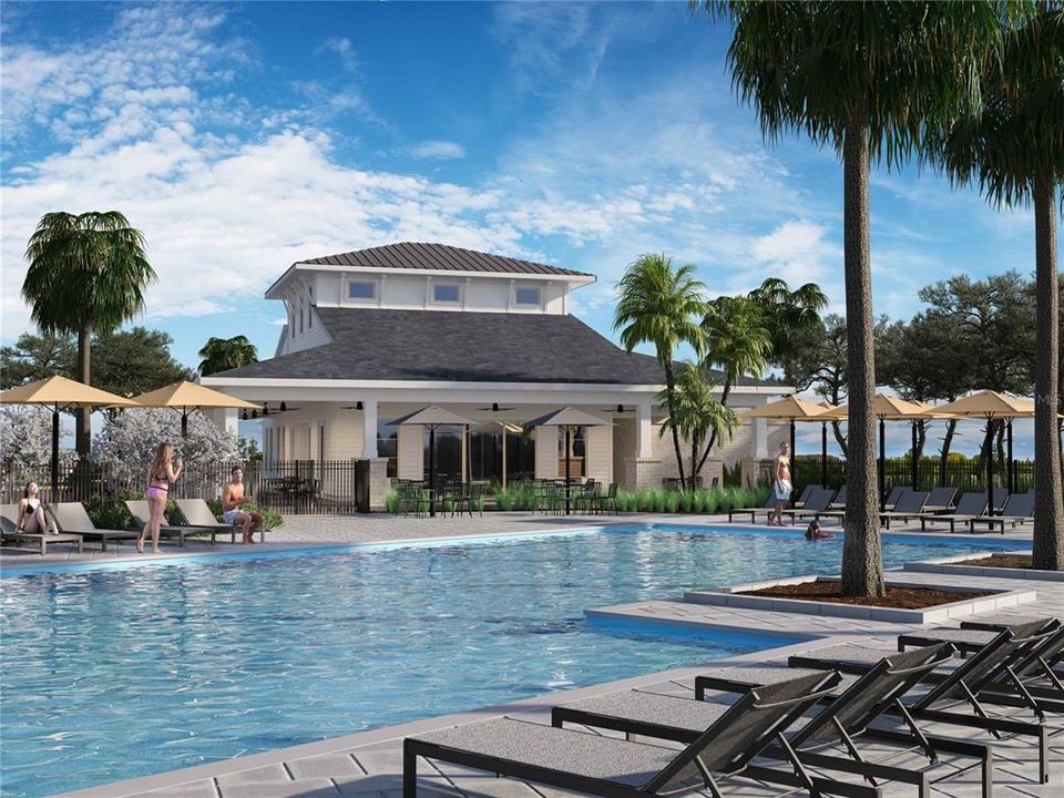 Rendering of pool and clubhouse -Coming Soon