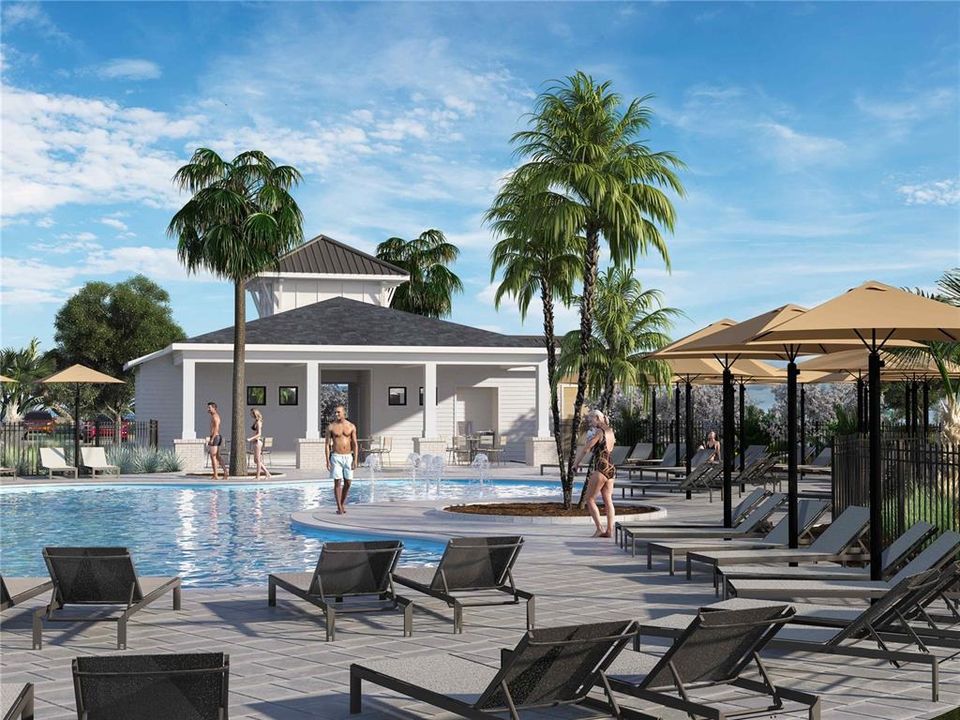 Rendering of pool and clubhouse -Coming soon