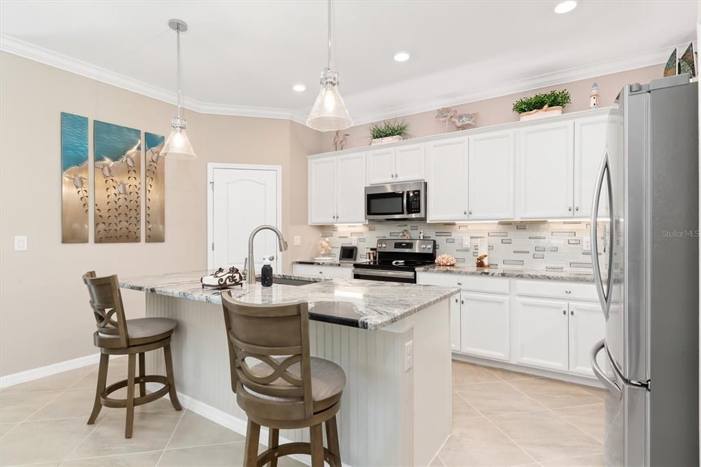 Kitchen with large island.