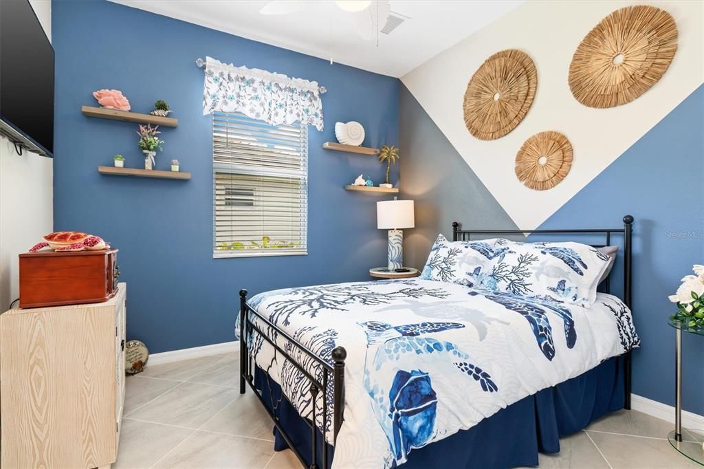 Bedroom 2 with accent walls.