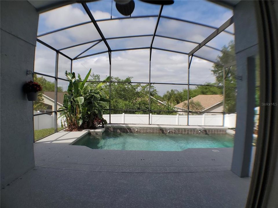 Lanai and screened in pool area