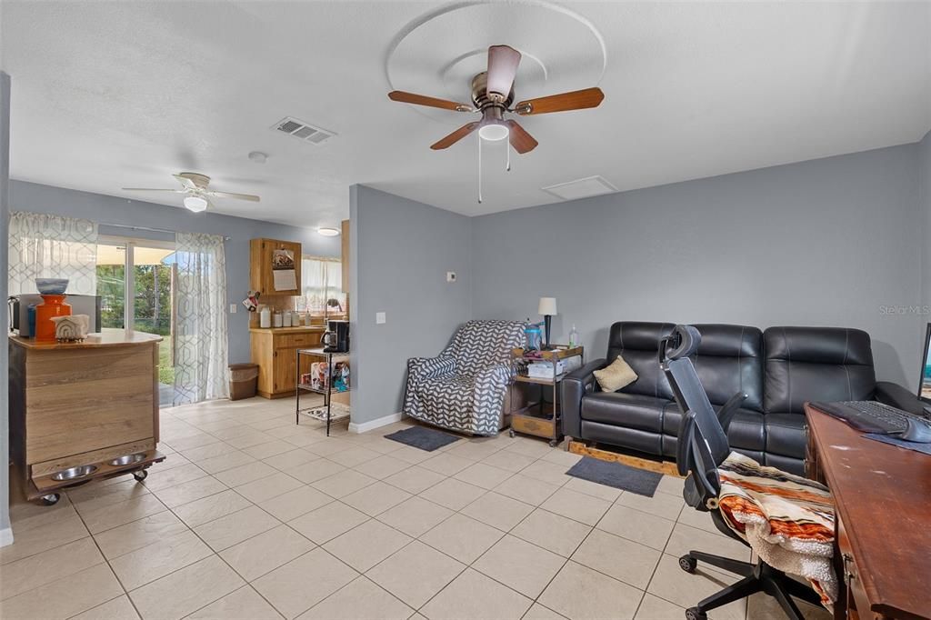 Living Room looking toward Dining area and Kitchen