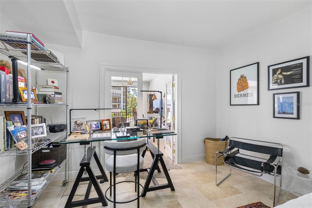 Primary Bedroom with French door entry into Family Room