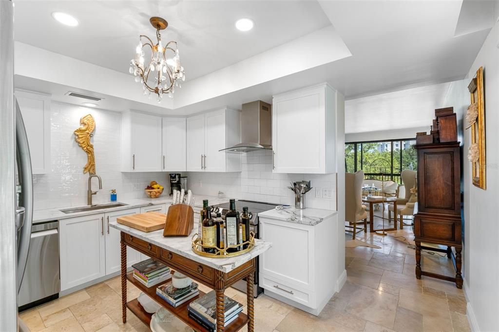 Kitchen flows into the Formal Living Room