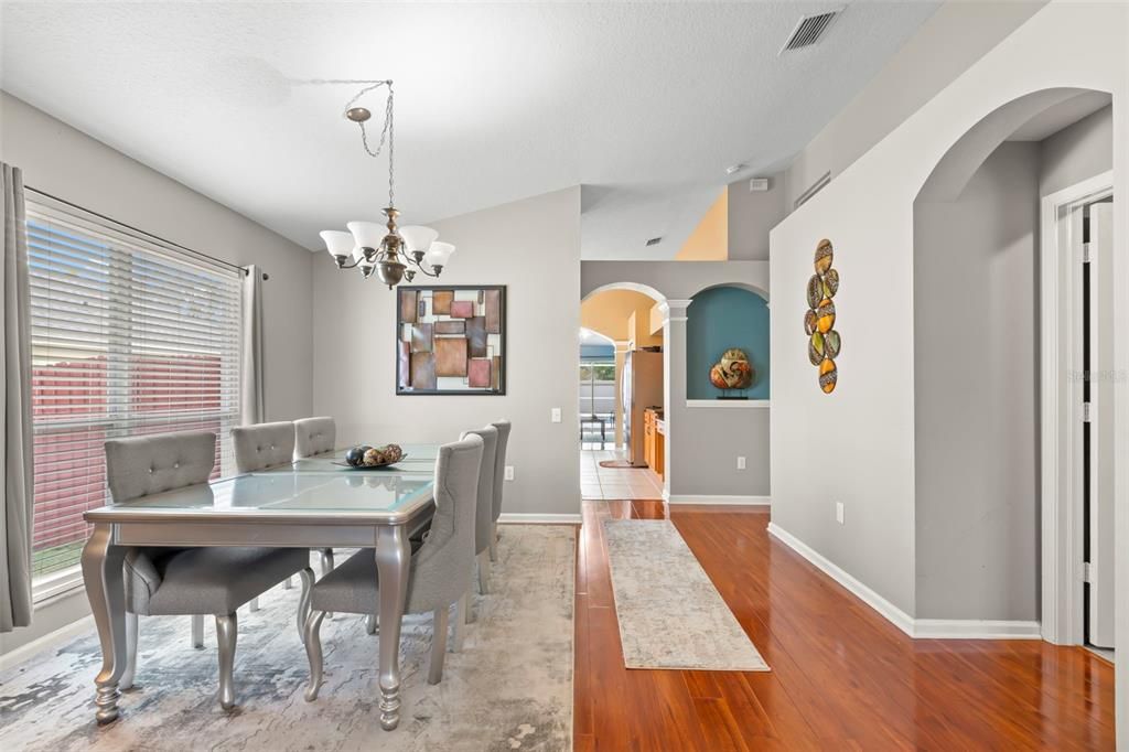 Dining Room with view into Kichen and Family Room