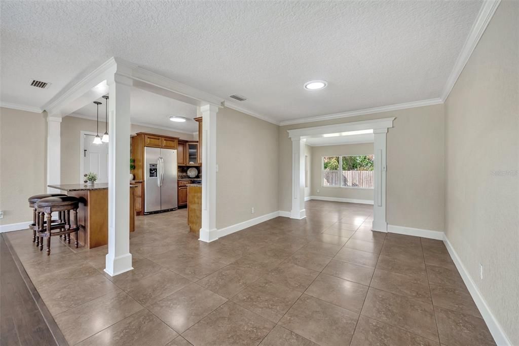 Large dining area adjacent to the kitchen