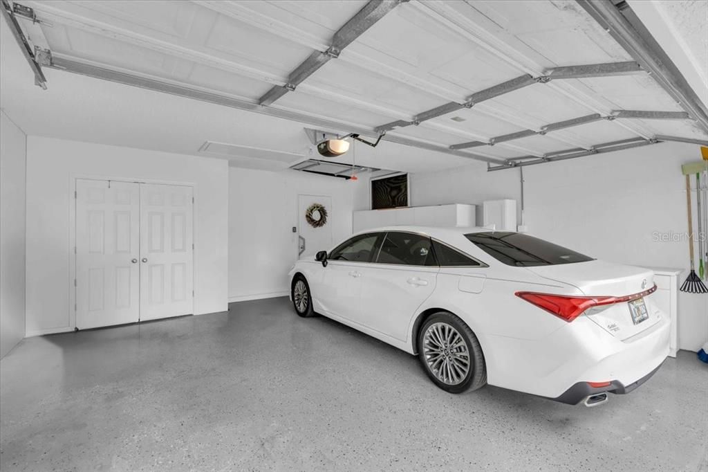 2 car garage with extra storage closet