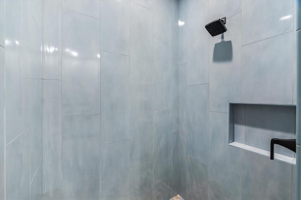 Primary Shower with Built in Shelf